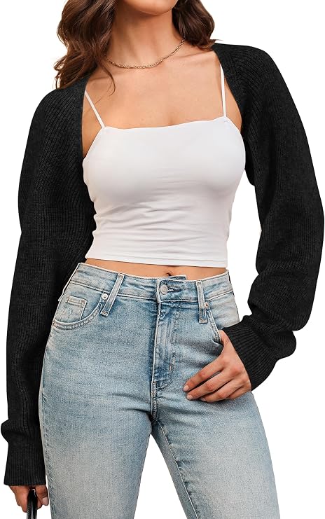 Arach&Cloz Women's Wool Blend Bolero Shrug Fall Fashion Cropped Cardigans