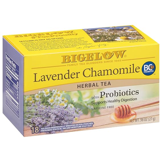 Bigelow Tea Lavender Chamomile Plus Probiotics, 18 Count (Pack of 6)
