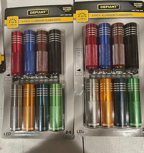 Defiant LED Aluminum Flashlight Combo (8-pack) with Batteries