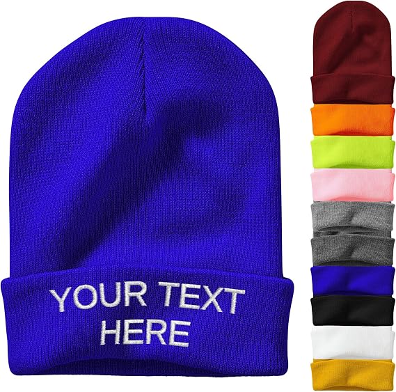 Customized Embroidered Beanie for Men Women Personalized Name Text Design Your Own Knitted Hat