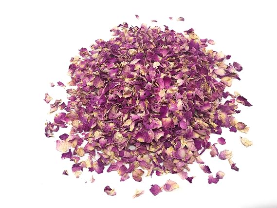 Pink Rose Petals - Pure, All Natural & Edible Pink Rose Petals - Dried Rosa Damascena Petals for Herbal Tea, Decoration, Rose Sprinkles, Topping on Cupcakes, Desserts - Net Weight: 0.35oz/10g