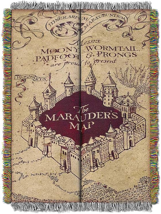 Northwest Harry Potter Woven Tapestry Throw Blanket, Designer Home Decor, Modern, Unique Gift, 48" x 60", Marauder's Map