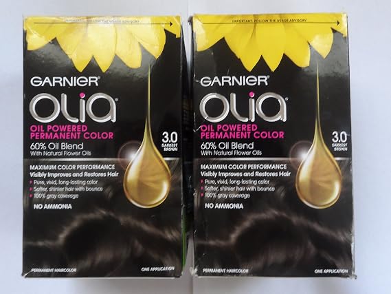 Garnier Olia Oil Powered Permanent Hair Color, 3.0 Darkest Brown