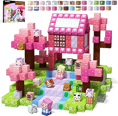 GobiDex 100PCS Magnetic Blocks Kid Building Toys for 3 Years Old Girls, Upgraded STEM Sensory Gifts for Princess, Kids Magnets Game for Toddler