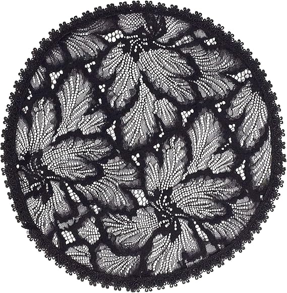 PAMOR Chapel Cap Veil Floral Lace Mantilla Inspired Circle Round Head Covering