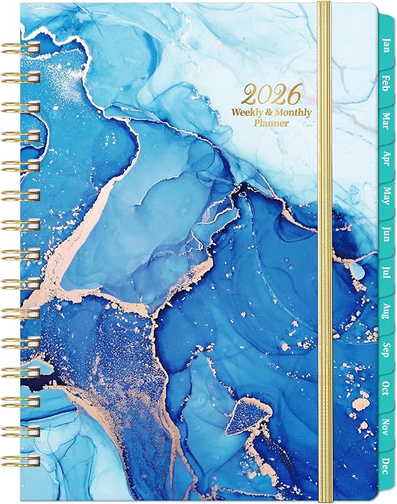 Planner 2026-2027 - 2026 Planner, January - December 2026 Weekly and Monthly Planners, 8.5" x 6.4", with Elastic Closure + Back Pocket + Thick Paper