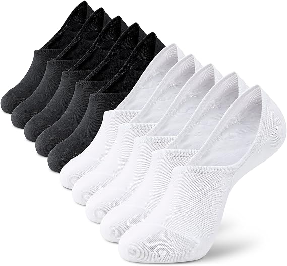 MONFOOT Men's/Women's 10 Pairs Invisible No Show Non slip Socks, Multipack