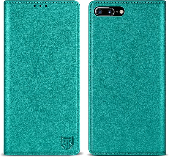 Wallet Case for iPhone 7 Plus/8 Plus with RFID Blocking, Card Slot, Stand, Magnetic Leather Flip Fold Protective Case (Lake Blue - 5.5 inch)