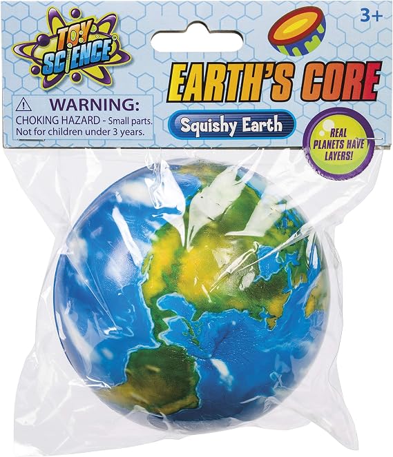 Toysmith Squishy Planet Earth Ball - Earth's Core Squeeze Stress Ball with Layers, Educational Toy