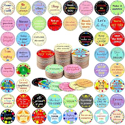 100 Pcs Positive Affirmation Chip Card with 50 Different Motivational Saying Encouragement Inspirational Affirmation Cards Accents for Kid Cardstock Cutouts for Classroom Office School Cute Style