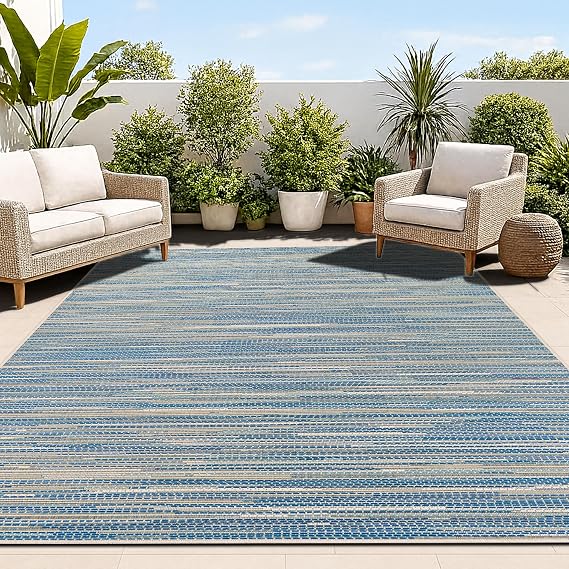Couristan Monaco Alassio Striped Rug - 2' x 3'7" Turquoise Indoor Outdoor Flatweave Patio Rug for Porch, Deck, Balcony, Entryway, Kitchen, Pet-Friendly and Low Maintenance Area Rug