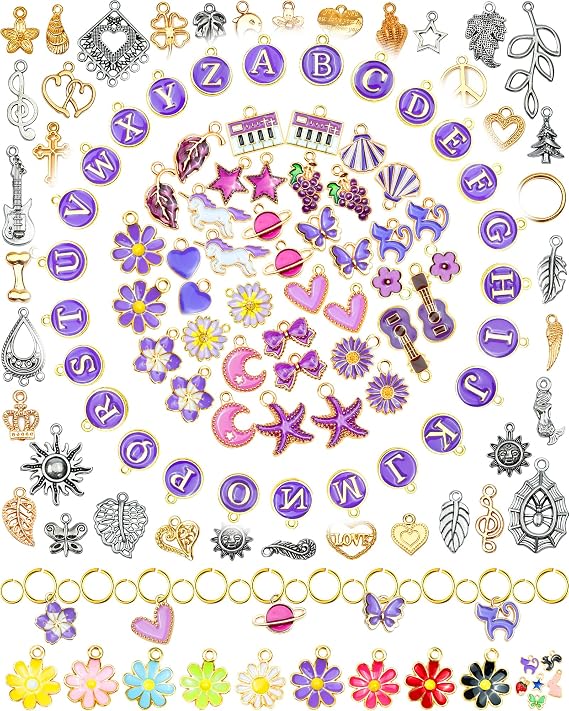 FIVEIZERO 216PCS Charms for Jewelry Making, Enamel Blacelet Charms Kit | Assorted Charm Styles, Gold & Silver Charms, Includes Letter Charms, Jump Rings Included, Storage Box Included