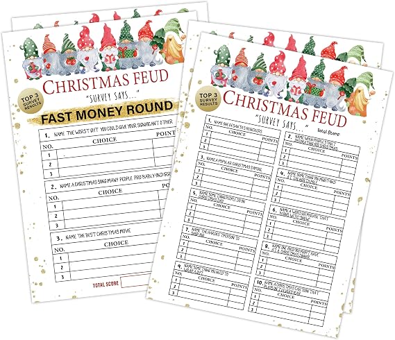 Friendly Feud Trivia Game - Christmas Party Ice Breaker for Adults
