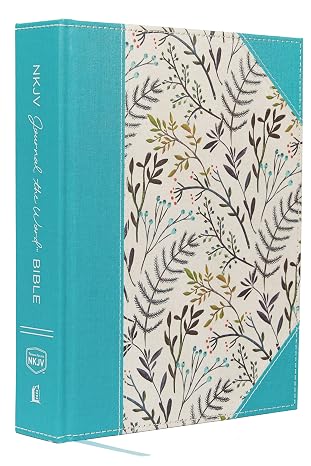 NKJV, Journal the Word Bible, Large Print: Reflect, Journal or Create Art Next to Your Favorite Verses (Cloth over Board, Blue Floral, Red Letter): ... or Create Art Next to Your Favorite Verses