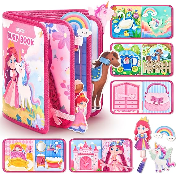 JoyCat Princess Busy Book for Toddlers 1.5-3, Dress Up Montessori Quiet Toy