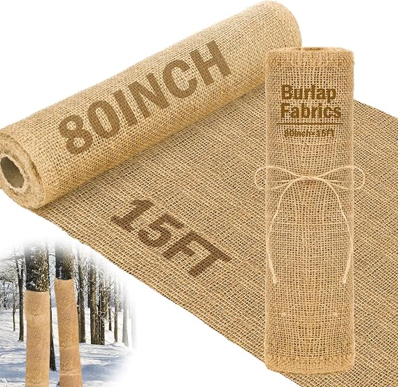 Buryeah 1 Pack 80 Inch X 15 ft Burlap Fabrics Roll Natural Jute Garden