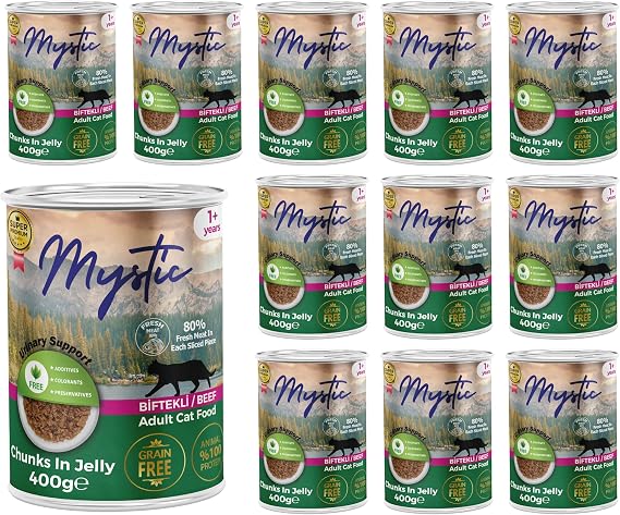 Mystic Yetişkin Kedi Kuzulu ve Jöleli Konserve Mama 400 gr x 12 Adet