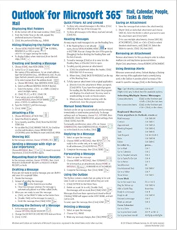 Microsoft Outlook 365 Mail, Calendar, People, Tasks, Notes Quick Reference - Windows Version (Cheat Sheet of Instructions, Tips & Shortcuts - Laminated Guide)