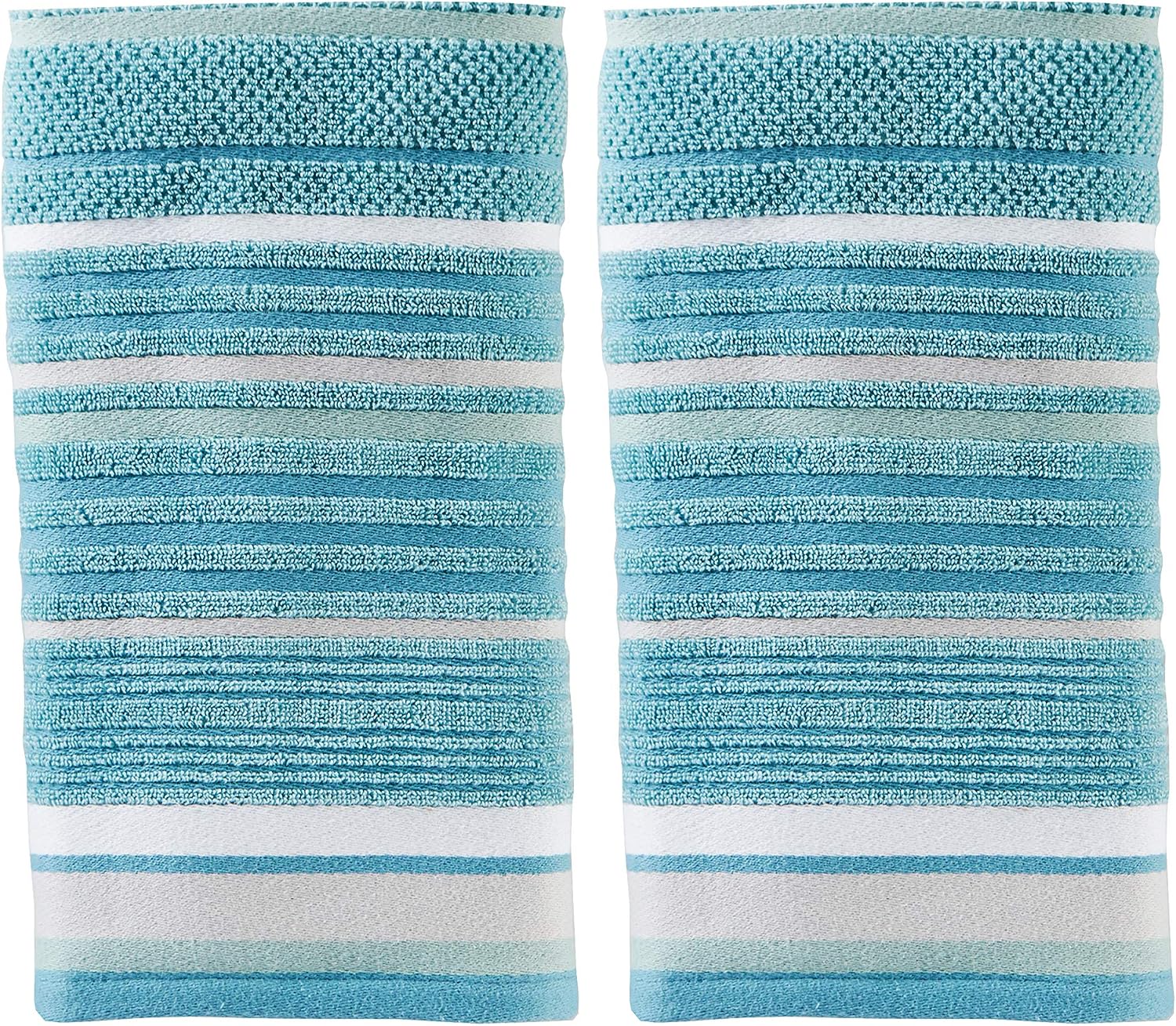SKL Home by Saturday Knight Ltd. Seabrook Stripe 2-Piece Hand Towel Set, Teal 2 Count