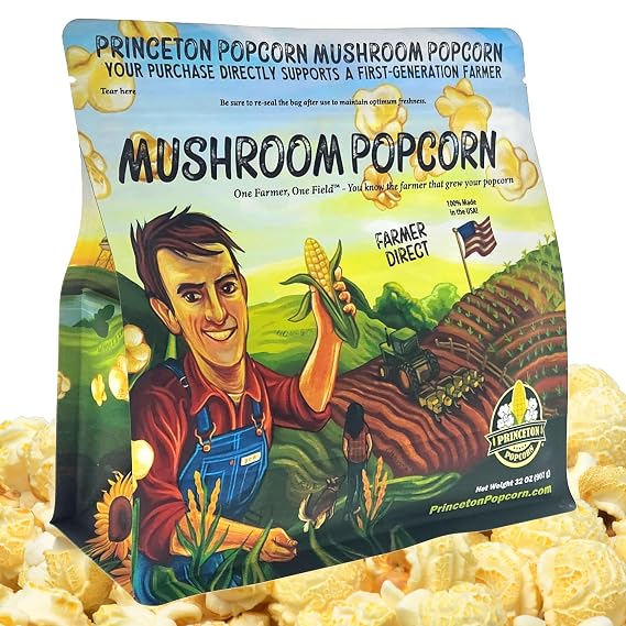 Princeton Popcorn Mushroom Kernels, 2 lb - Non-GMO, Farmer-Direct | Farmer-direct mushroom popping corn, ball-shaped and great for coating. Gluten-free, non-GMO. Stovetop or air popper.