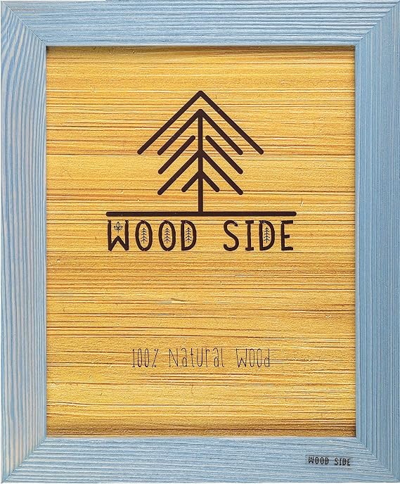 Rustic Wooden Picture Frame 8x12-100% Natural Solid Eco Distressed Wood for Wall Tabletop Photo Frame - Blue Turquoise