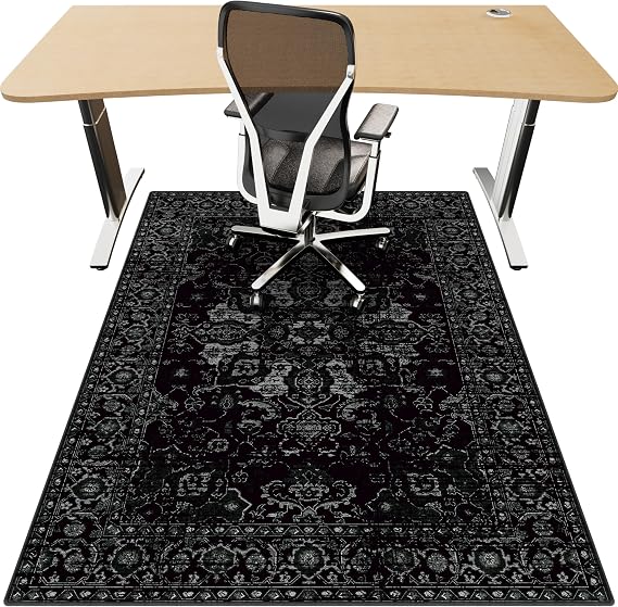 Office Chair Mat for Hardwood Floor, 36"x48" Desk Chair Mat for Home Office, Non-Slip Under Desk Mat for Rolling Chair,Washable Chair Rugs for Gaming Chairs-Black