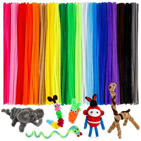 Caydo 200 PCS Pipe Cleaners Craft Supplies Multi-Color Chenille Stems for Art and Craft Projects Creative DIY Decorations (30cm x 6mm)