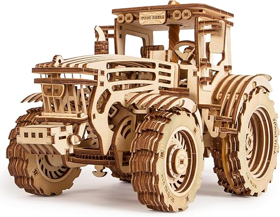 Wood Trick Tractor Wooden Mechanical Model Kit to Build for Adults - 11x7 - 2 Speeds - 3D Wooden Puzzles for Adults to Build - Engineering DIY Wooden Models for Adults to Build
