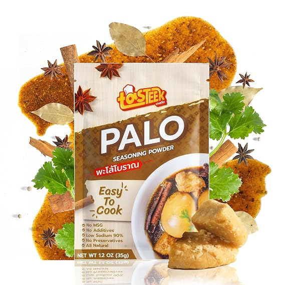 Tasteek Palo Seasoning Powder Authentic Thai Braised Pork Flavor All Natural No MSG Low Sodium 90% 1.2oz (35g) Easy Quick Cooking