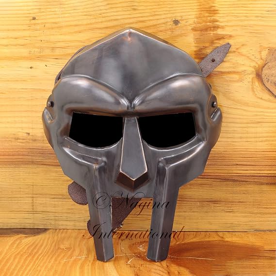 Nagina International Gladiator Helmet Face Mask MF Doom | Halloween Costume Headwear/Facewear Accessories | Metal Full Face Wearable Unisex Mask (Doom Face Mask - Antique Copper)