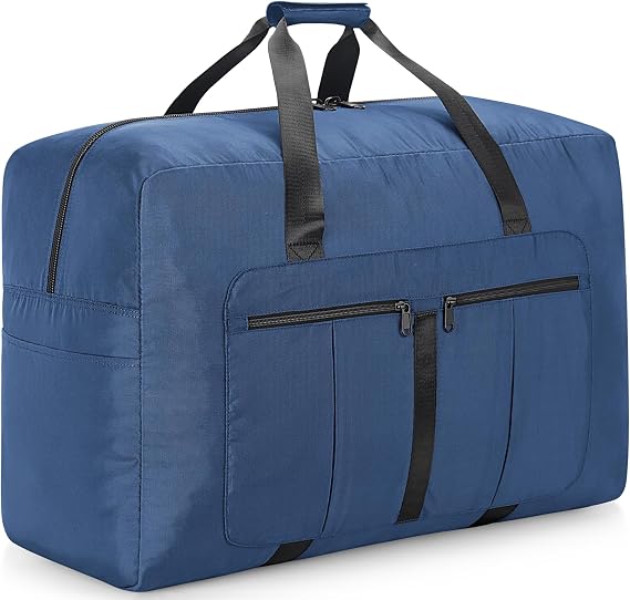 Large Travel Duffle Bag for Men & Women, 110L Waterproof Foldable Holdall Duffel Bag, Lightweight Weekend Overnight Luggage Bag for Travel, Moving, Blue