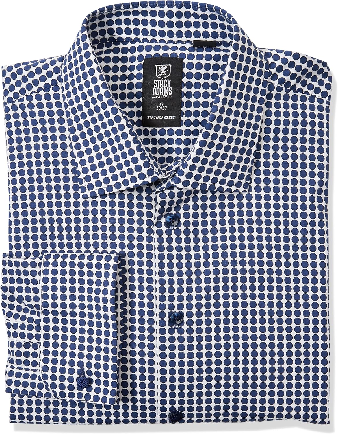 STACY ADAMS Mens Big & Tall Mid Size Dot Reg Fit French Cuff