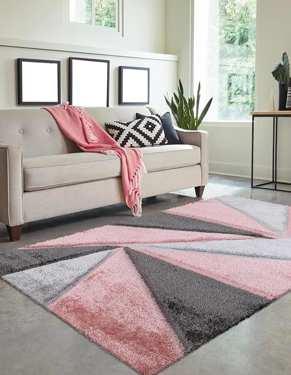 Luxury Shaggy Rug Ultra Soft Thick Pile Area Rug for Living Room & Bedroom Best Plush Carpet & Floor Mat (Pink, 120 x 170 cm)