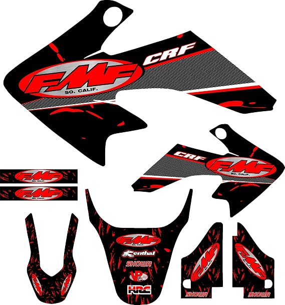 Fit 04-12 CRF50 Red FMF Graphic Kit Shroud Plastic Decal CRF 50 decal MX Sticker