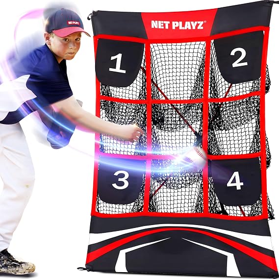 Baseball Pitching Net Target Net - 9 Pocket Strike Zone Pitcher Training Aid, Softball Self-Train Practice Net