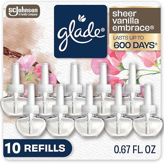 Glade PlugIns Air Freshener Refills, Sheer Vanilla, 10 Count