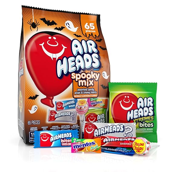 Airheads, Mentos, Chupa Chups Halloween Spooky Candy Mix, 65 Count Bag