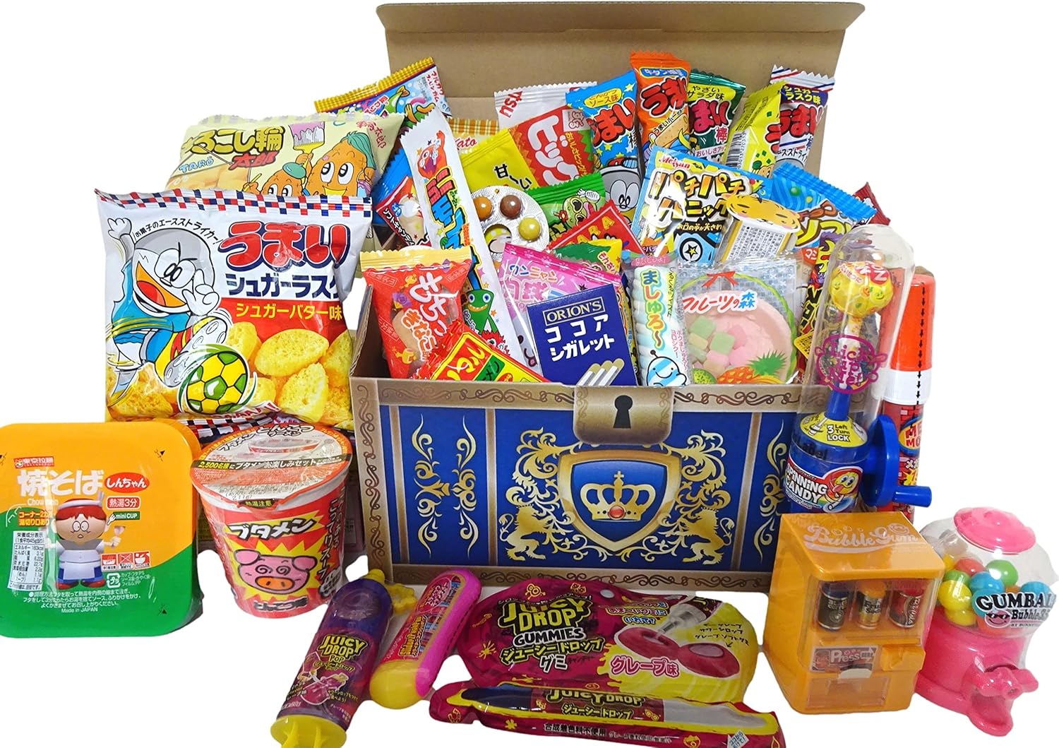 Pop, Fun Sweets, Set of 2, Japanese Snacks, Total of 40 Pieces, Assorted, Christmas, Halloween, Gift, Pikishimo Treasure Box Wisdom Blue