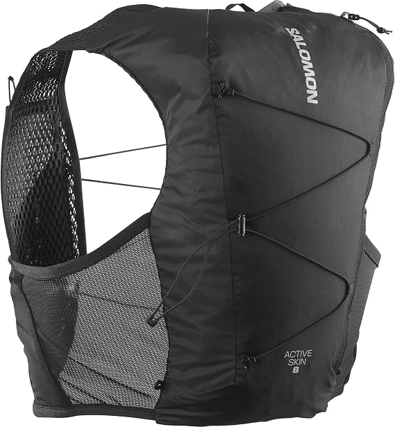 Salomon Active Skin 8 No Flasks Unisex Hydration Vest Trail Running Hiking MTB Compatible with Soft Water Bottles (Not Included) Easy Hydration Precise Fit