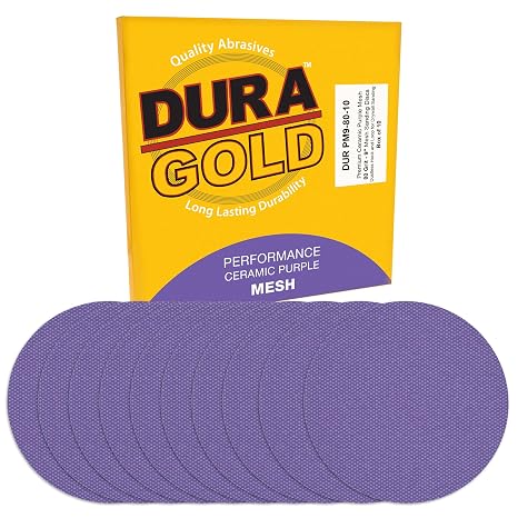 Dura-Gold Premium 80 Grit 9" Purple Ceramic Mesh Sanding Discs, Box of 10 - Dustless Hook & Loop Backing Sandpaper for Drywall Power Sander - Long-Lasting Fast Cut Abrasive, Anti-Clog Sanding Screen