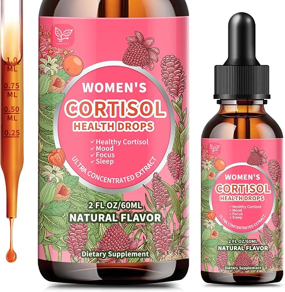 Hudetex Cortisol Supplements for Women Liquid Drops,Cortisol Manager with Ashwagandha,L-theanine,Phosphatidylserine,Rhodiola Rosea for Mood Support,Adrenal Balance,Sleep,Vegan,Natural Flavor,2 Fl Oz