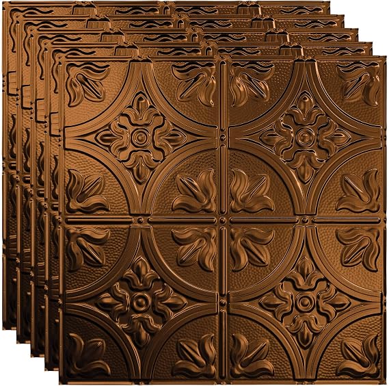 FASADE Traditional Style/Pattern 2 Decorative Vinyl 2ft x 2ft Lay in Ceiling Panel in Oil-Rubbed Bronze (5 Pack)