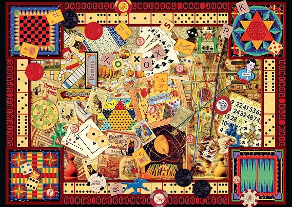 Wonder Forge Vintage Games 1000 Piece Jigsaw Puzzle for Adults | Unique, Perfectly-Fitting Pieces | Fun, Vibrant Imagery |