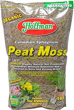 Hoffman Canadian Sphagnum Peat Moss Soil Conditioner to Improve Moisture Retention and Aeration, 10qt Bag