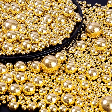 Edible Golden Sugar Pearl Sprinkles (130g) - Mix of Gold Beads