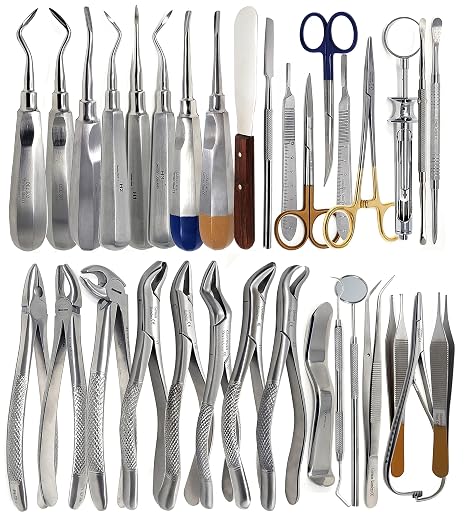 German 74 Pcs Dental Oral Extraction Extracting Forceps Elevators Instruments Set Kit