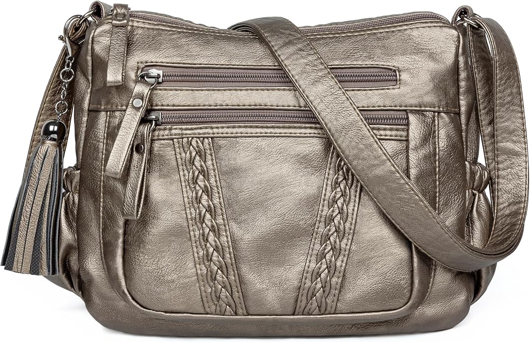 VOLGANIK ROCK Crossbody Bag for Women with Tassel Ladies Soft PU leather Purses and Handbag Pocketbooks
