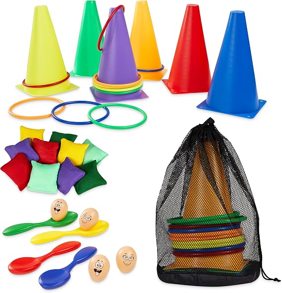 KreativeKraft Children's Games Outdoor Games Children Family Adults Party Birthday Garden Outdoor Racing Bags Ring Toss Game (4 in 1 Game)