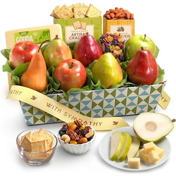 A Gift Inside Sympathy Cheese and Nuts Classic Fruit Basket