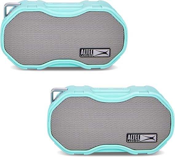 Altec Lansing Baby Boom XL - Waterproof Bluetooth Speaker, Wireless & Portable Speaker for Travel & Outdoor Use, Deep Bass & Loud Sound, 2 Pack, Mint